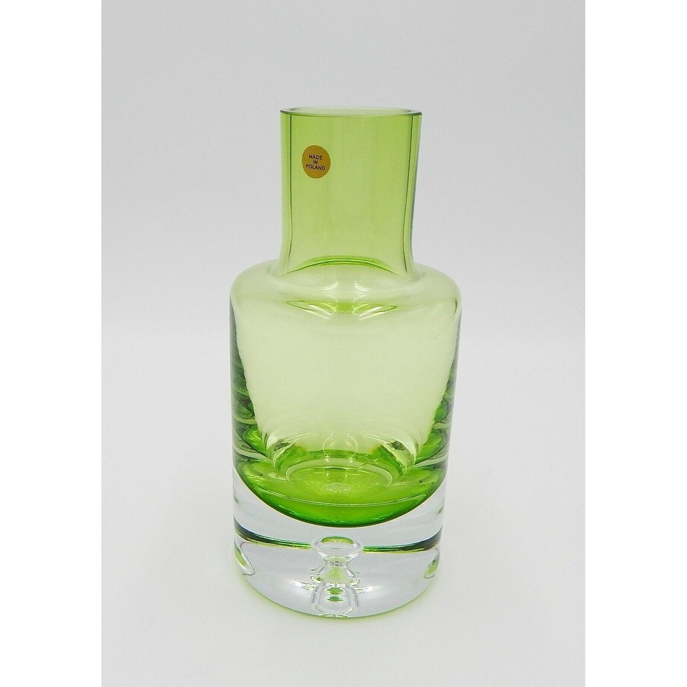 Krosno Poland Green Glass Tumble Up Carafe Controlled Bubble No Drinking Glass